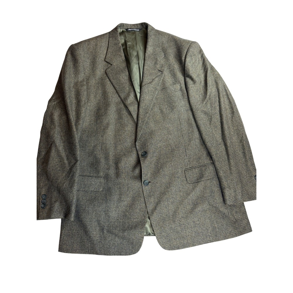 Levys Nashville Mens Silk Wool Blend Blazer Sport Coat Olive Tan Check 46R